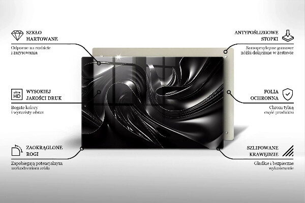 Protège plaque de cuisson Messe noire abstraite