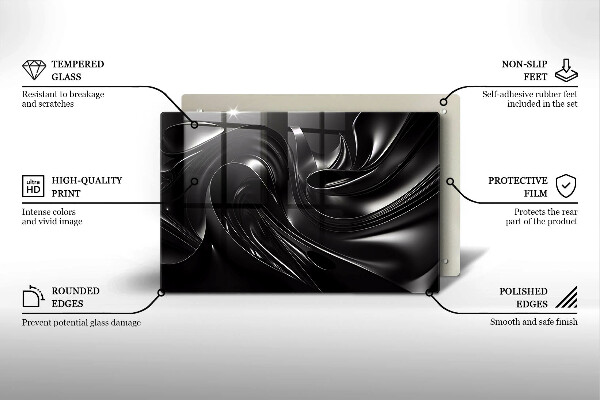 Protège plaque de cuisson Messe noire abstraite