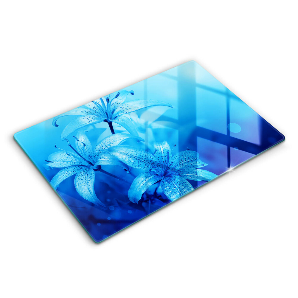 Protège plaque de cuisson Fleurs bleues
