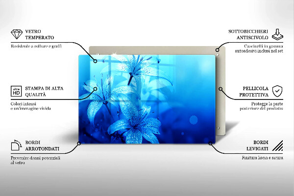 Protège plaque de cuisson Fleurs bleues