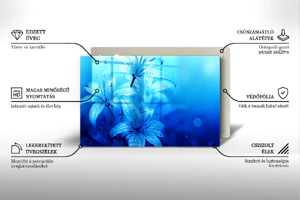 Protège plaque de cuisson Fleurs bleues