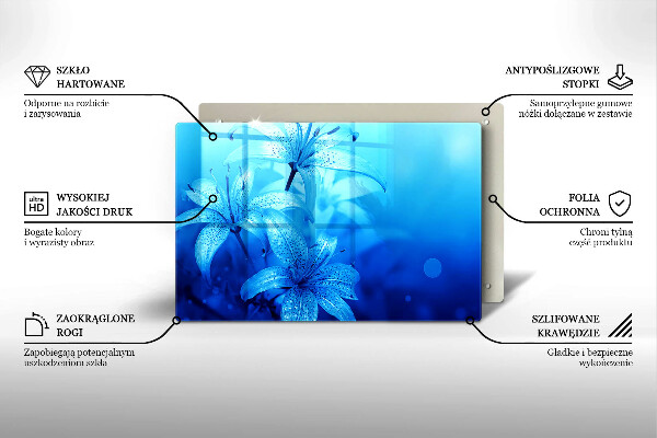 Protège plaque de cuisson Fleurs bleues