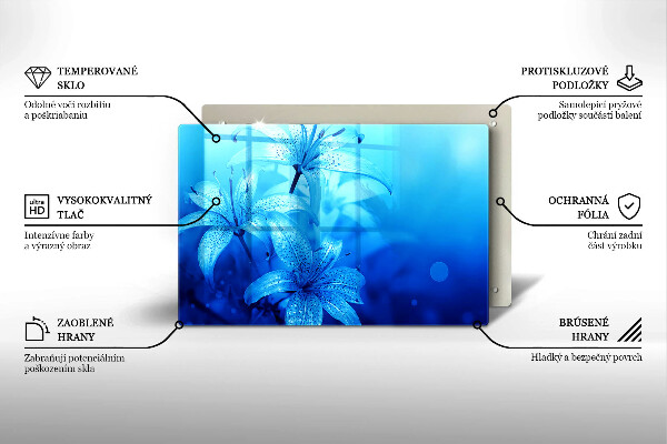 Protège plaque de cuisson Fleurs bleues