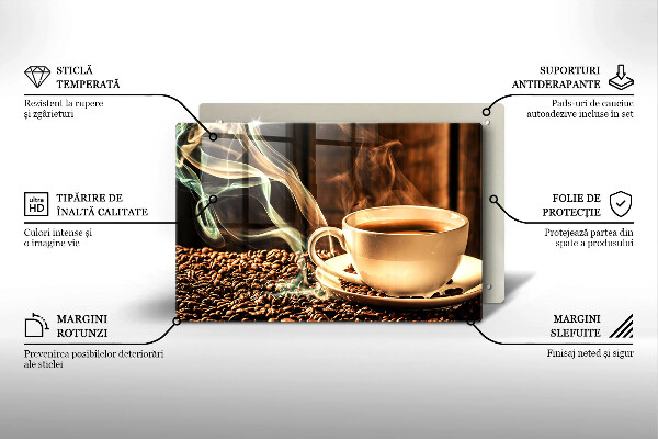 Protège plaque de cuisson Tasse et grains de café