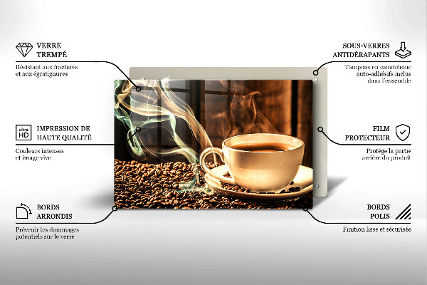 Protège plaque de cuisson Tasse et grains de café