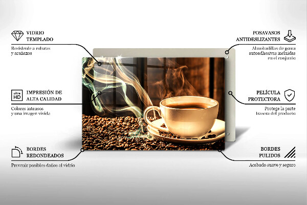 Protège plaque de cuisson Tasse et grains de café