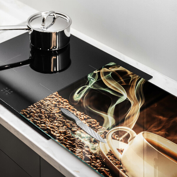 Protège plaque de cuisson Tasse et grains de café