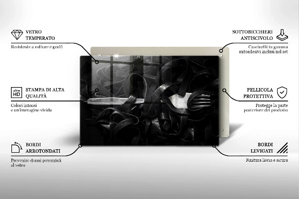 Protège plaque de cuisson Pâtes tagliatelles noires