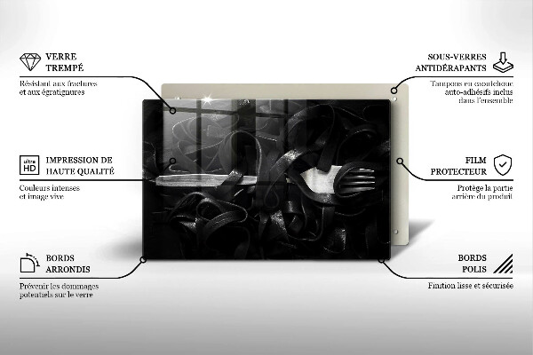 Protège plaque de cuisson Pâtes tagliatelles noires