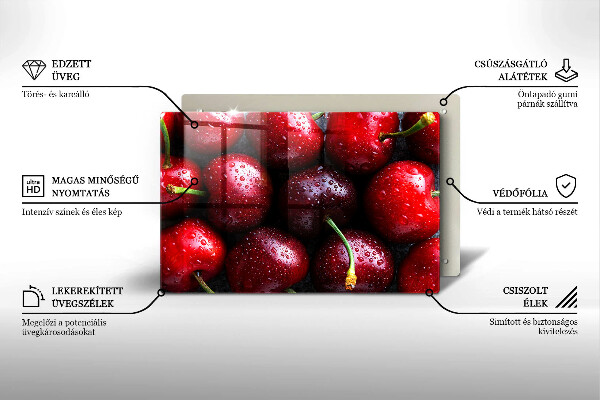 Protège plaque de cuisson Gros plan de cerises-plan cu cireșe