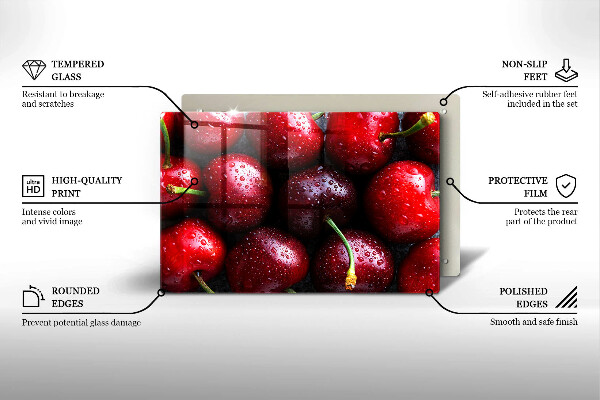 Protège plaque de cuisson Gros plan de cerises-plan cu cireșe