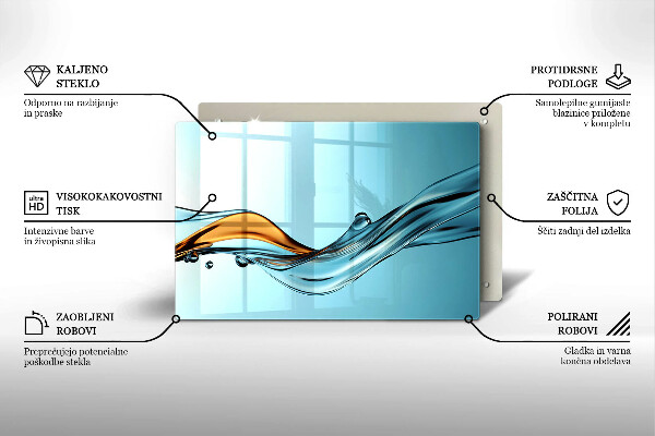 Protège plaque de cuisson Eau sur fond bleu