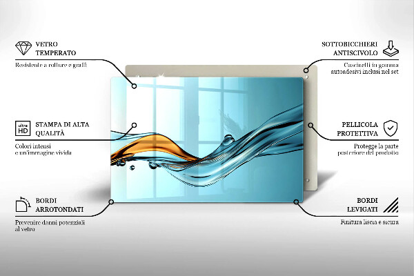 Protège plaque de cuisson Eau sur fond bleu