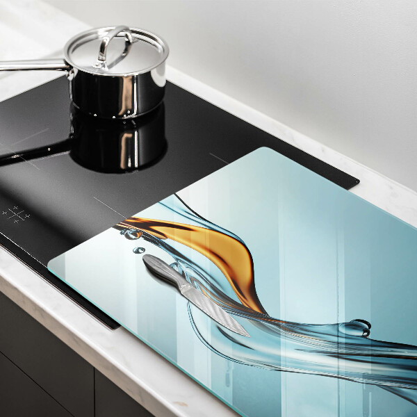 Protège plaque de cuisson Eau sur fond bleu