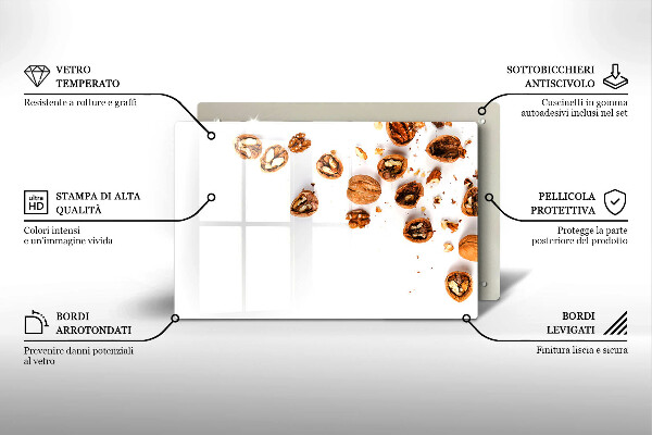 Protège plaque de cuisson Noix sur fond blanc
