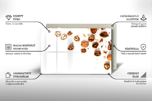 Protège plaque de cuisson Noix sur fond blanc
