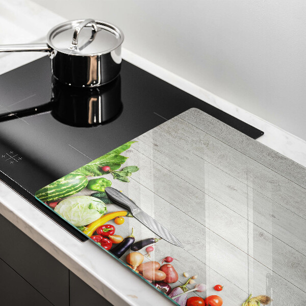 Cache plaque de cuisson Légumes sur couvertures