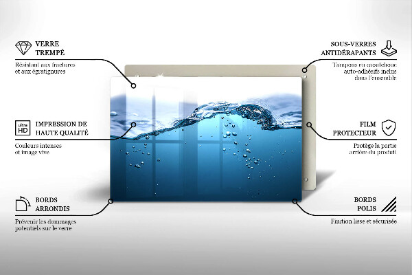 Cache plaque de cuisson L'eau bleue