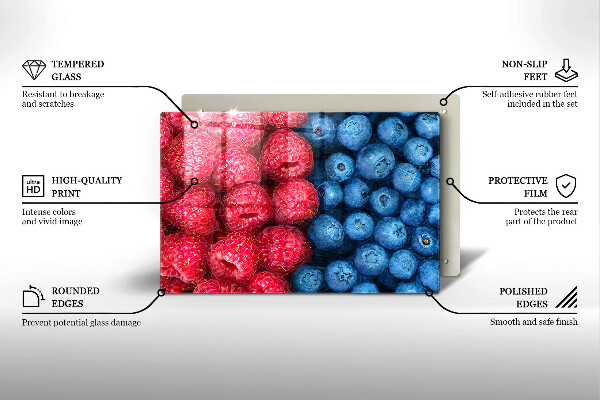 Protège plaque de cuisson Fruits de framboise et de myrtille