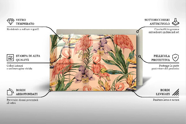 Cache plaque de cuisson Illustration de flamants roses