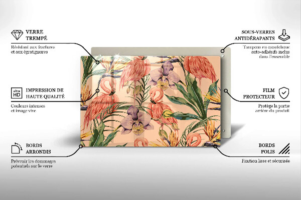 Cache plaque de cuisson Illustration de flamants roses