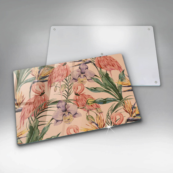 Cache plaque de cuisson Illustration de flamants roses