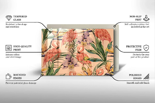 Cache plaque de cuisson Illustration de flamants roses