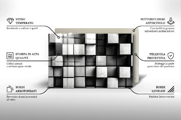 Protection plaque induction Carrés 3D abstraits