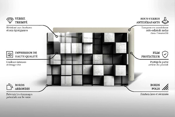 Protection plaque induction Carrés 3D abstraits