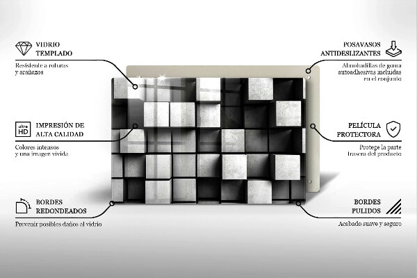 Protection plaque induction Carrés 3D abstraits