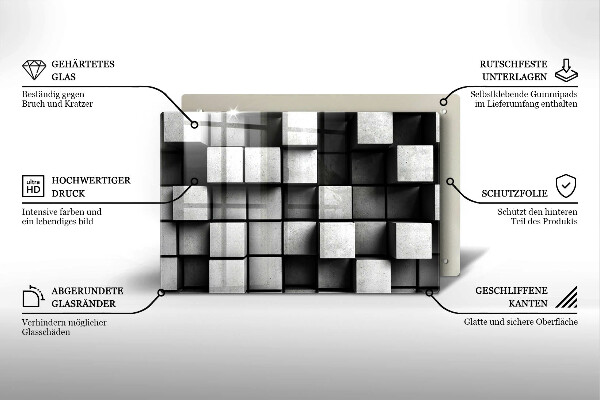 Protection plaque induction Carrés 3D abstraits