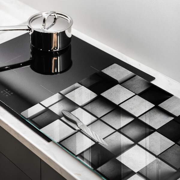 Protection plaque induction Carrés 3D abstraits
