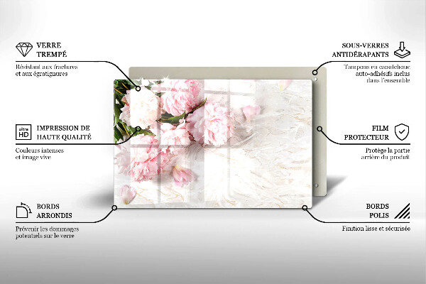 Protection plaque induction Fleurs de roses délicates