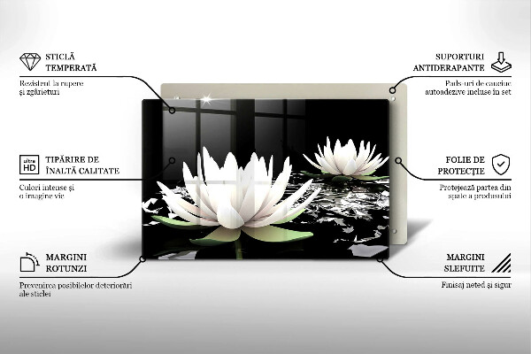 Protection plaque induction Lys blancs sur l'eau