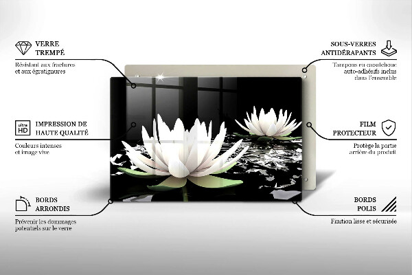 Protection plaque induction Lys blancs sur l'eau