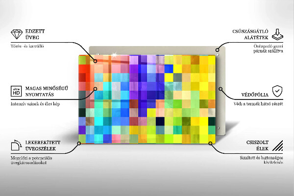 Protection plaque induction Carrés de pixels colorés