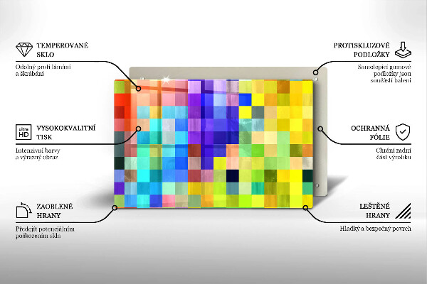 Protection plaque induction Carrés de pixels colorés
