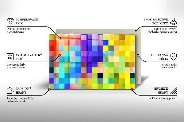 Protection plaque induction Carrés de pixels colorés