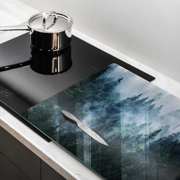 Cache plaque de cuisson Arbres forestiers et brouillard