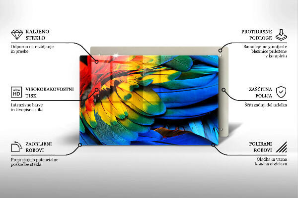 Cache plaque de cuisson Plumes de perroquet colorées