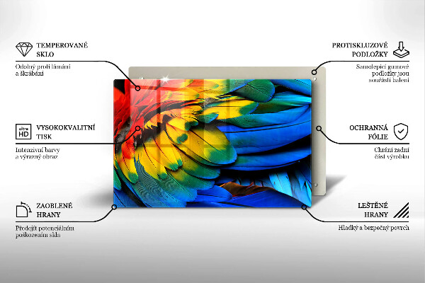 Cache plaque de cuisson Plumes de perroquet colorées