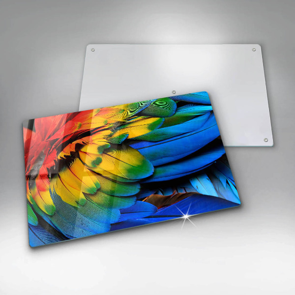Cache plaque de cuisson Plumes de perroquet colorées