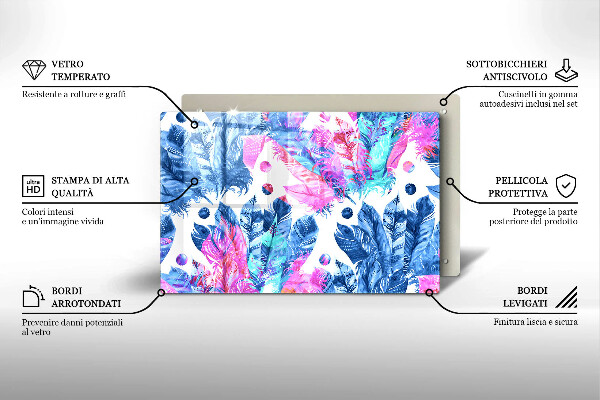 Cache plaque de cuisson Illustration bohème de plumes