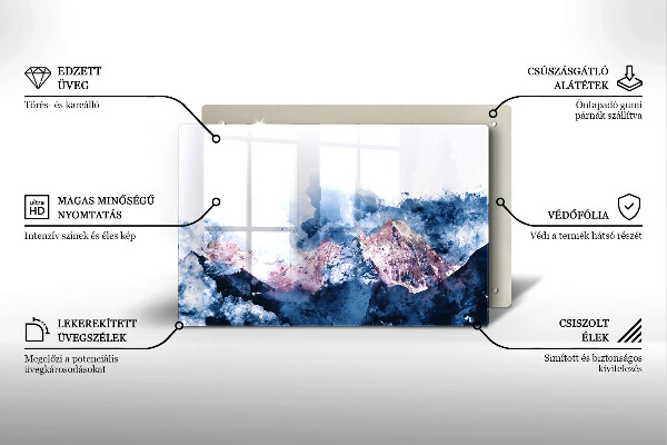 Cache plaque de cuisson Montagnes peintes abstraites