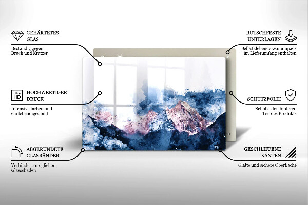 Cache plaque de cuisson Montagnes peintes abstraites