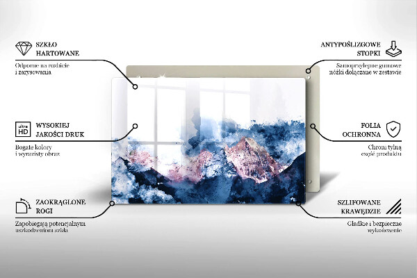 Cache plaque de cuisson Montagnes peintes abstraites