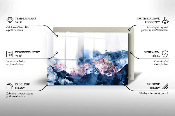 Cache plaque de cuisson Montagnes peintes abstraites