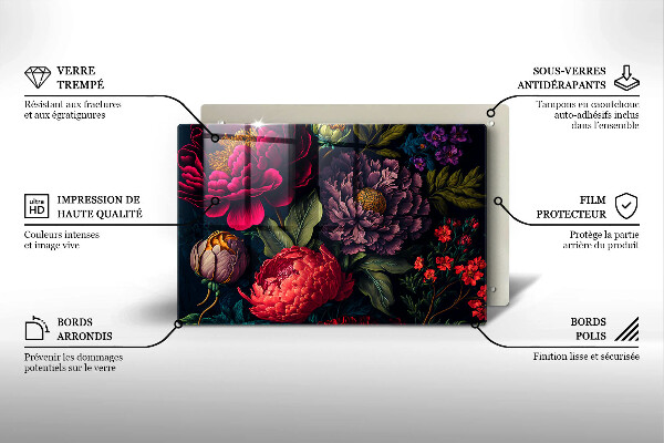 Cache plaque de cuisson Belles fleurs