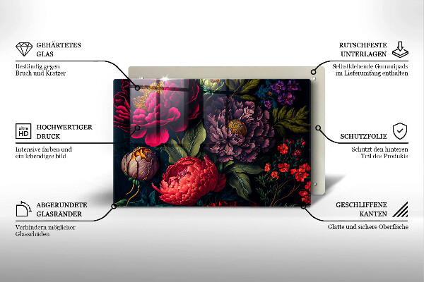 Cache plaque de cuisson Belles fleurs