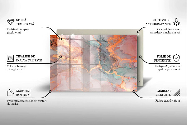 Cache plaque de cuisson Marbre avec de l'or